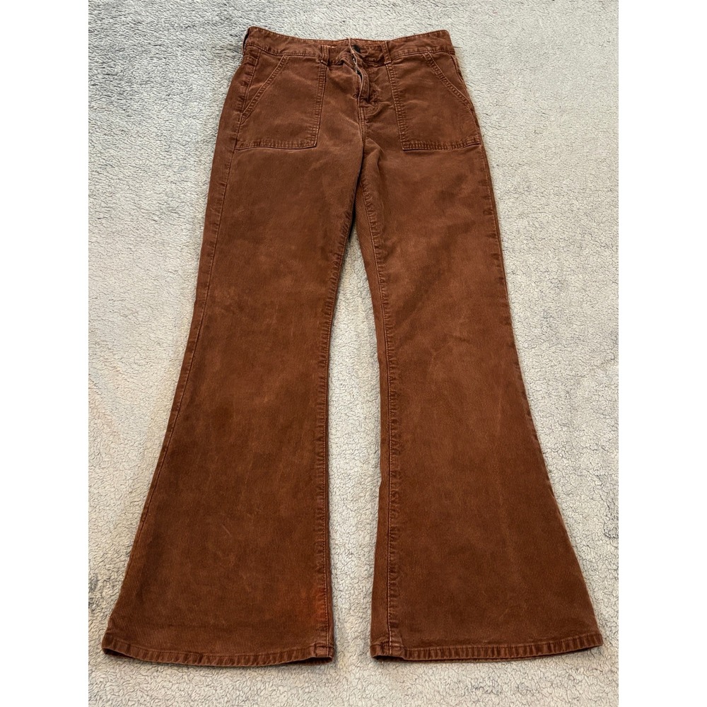 American Eagle Brown Corduroy Super Hi-Rise Flare Pants Womens 8 Stretch 70s
